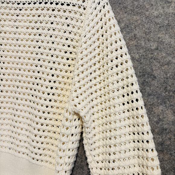 Varley Sweater Womens Medium Cream Cotton Eloise Full Zip Jacket Knit Collar - Picture 9 of 15